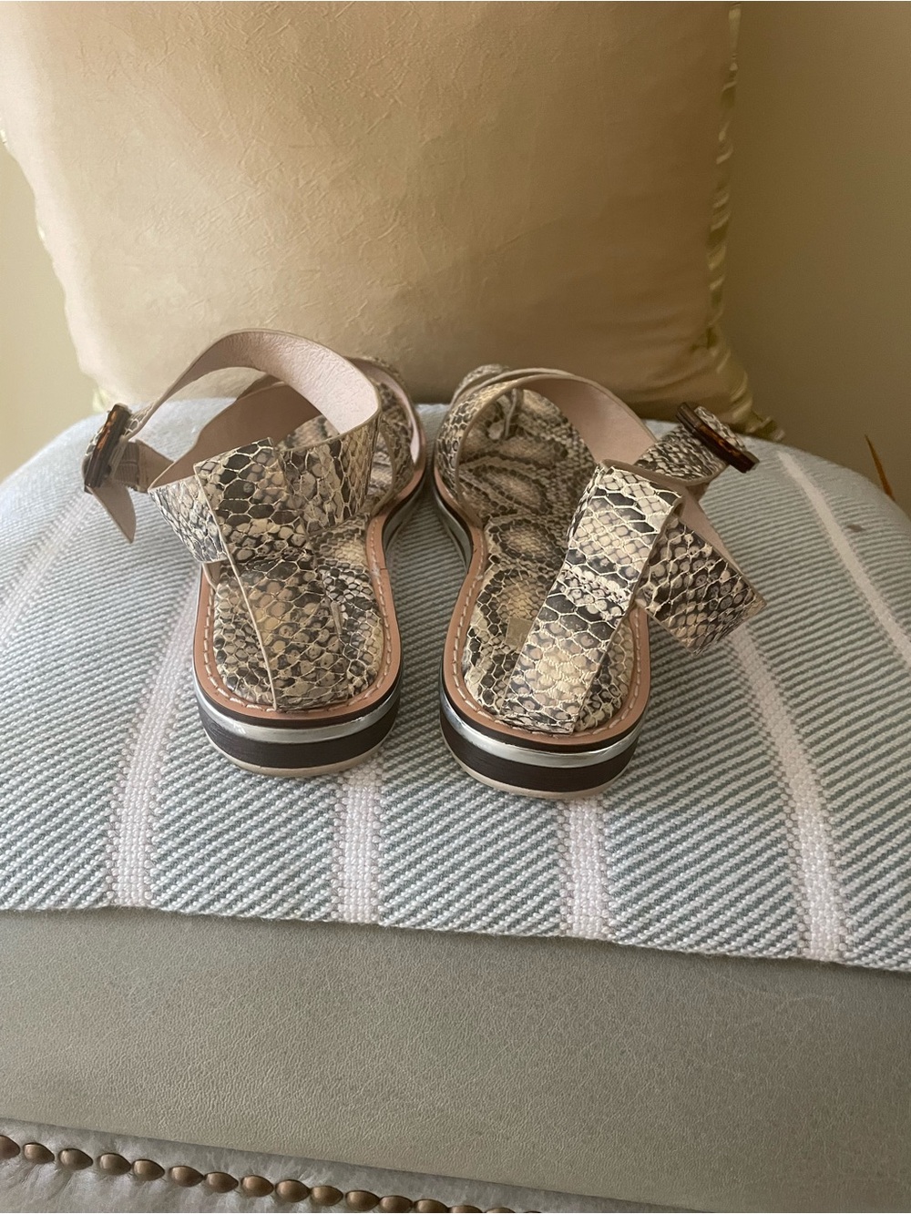 EUC-Louise et Cie Snakeskin-Pattern Sandal - Taupe and Brown - Picture 13 of 14